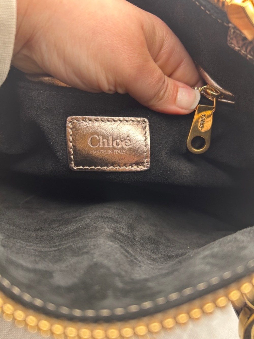 Chloé Small Marcie bronze Metallic Leather Satchel W/COA - Picture 15 of 17